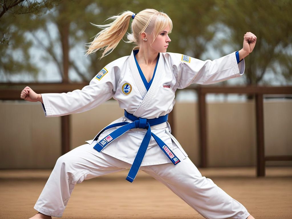 Junge Frau macht Karate